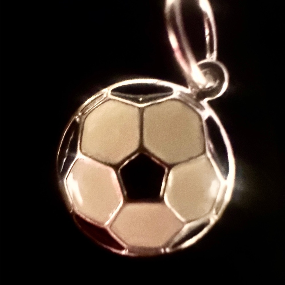 Elegant LJL Soccer Ball Pendant Necklace 925 sterling